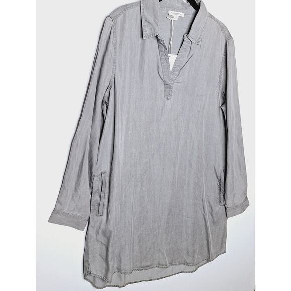 Beach Lunch Lounge Taylor Shirt Dress Large Chambray Tunic Lyocell Tencel - Picture 2 of 11